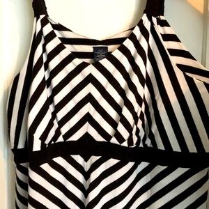 Full length black and white stripped dress